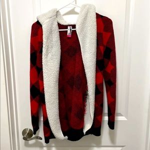 Plaid Hooded Cardigan